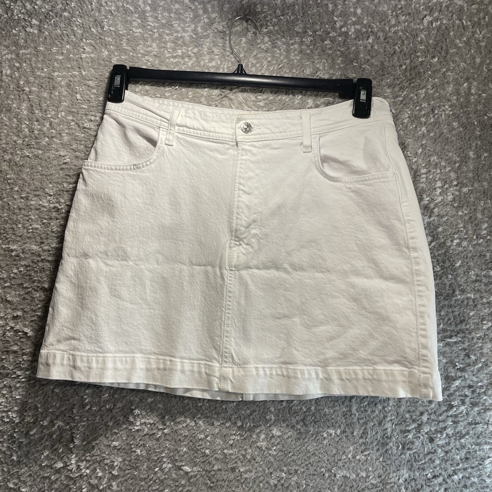 Boden Denim Mini Skirt Women Size 12 White Beach Vacation Summer‎